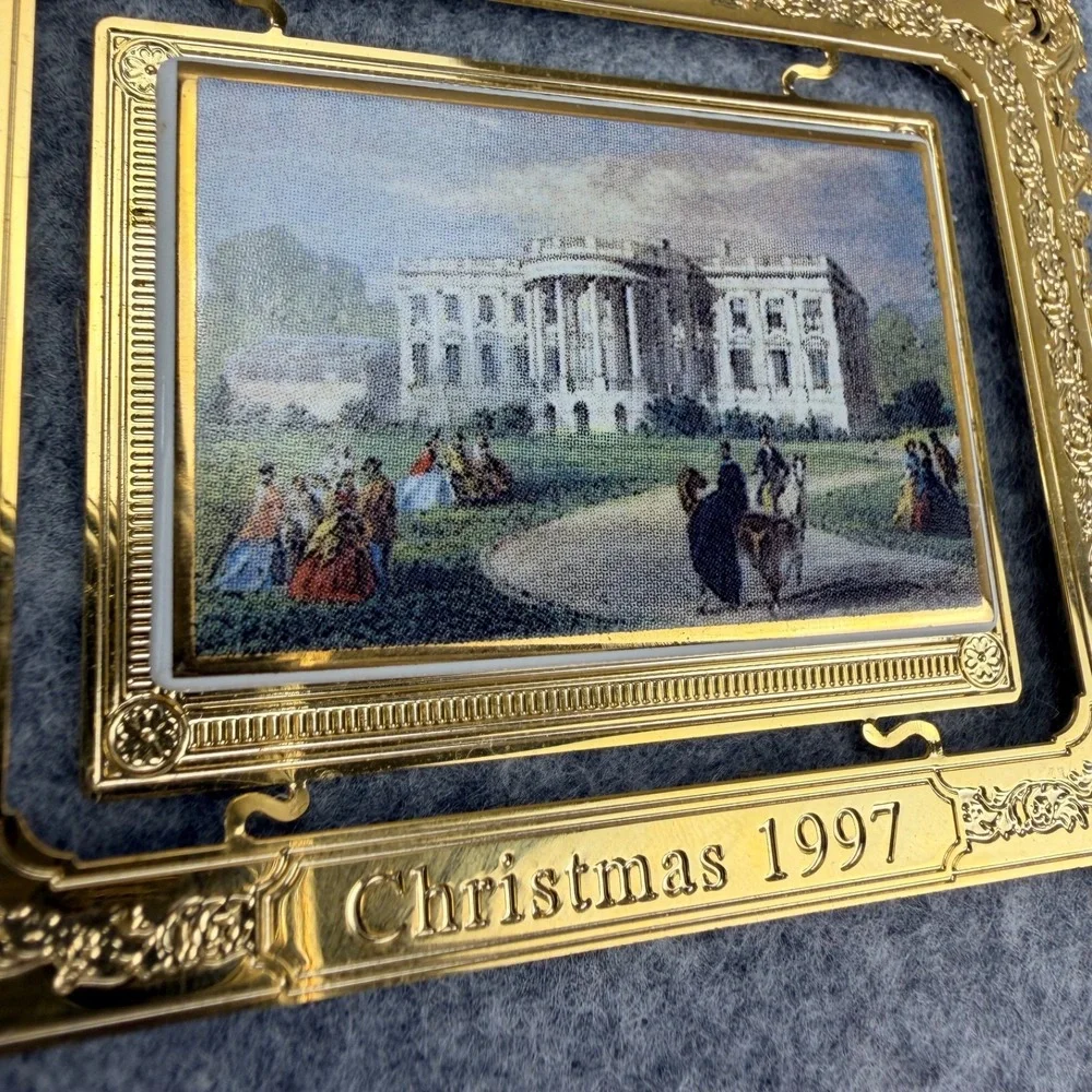 1997 White House Christmas Ornament President Franklin Pierce Gold Tone WHHA